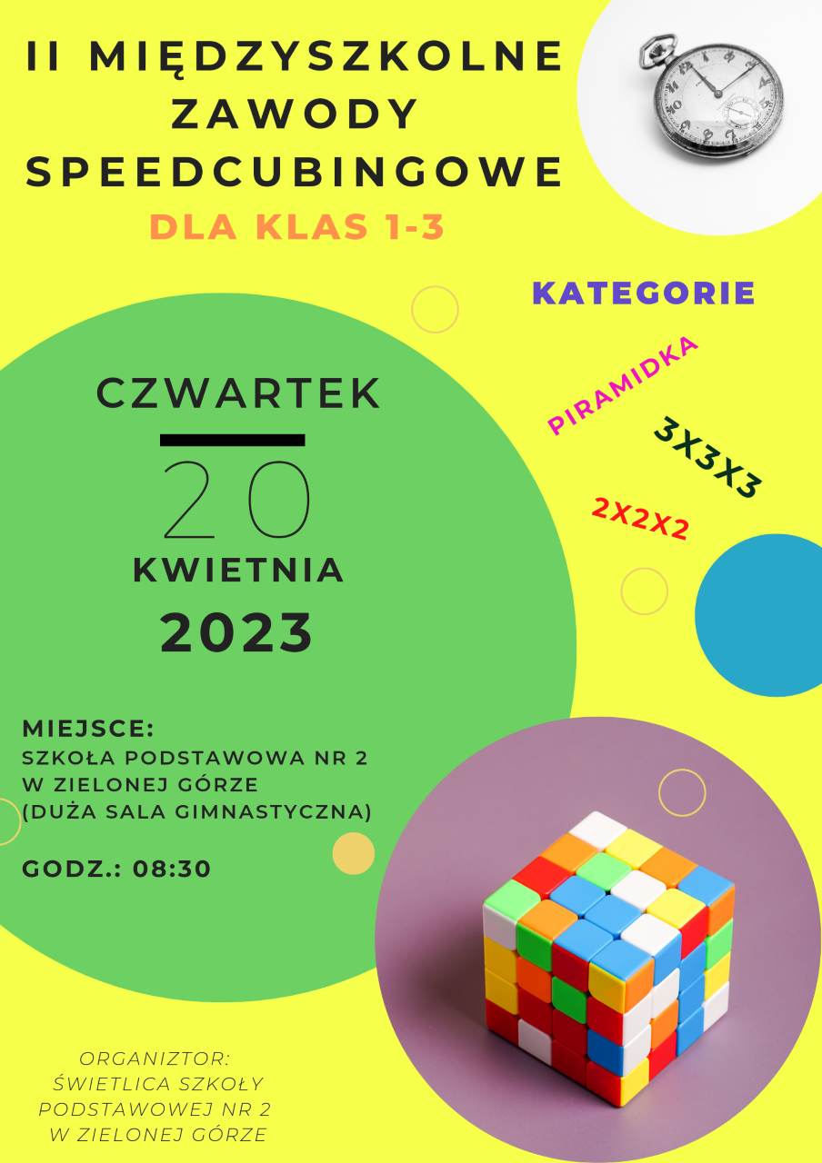 thumbnail II Międzyszkolne Zawody Speedcubingowe plakat